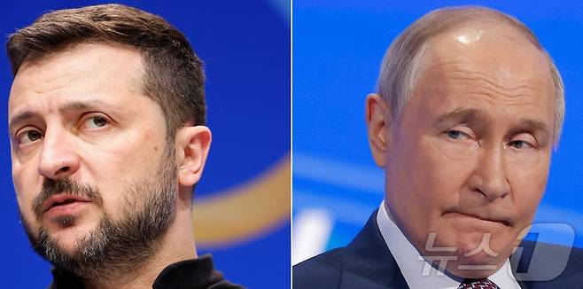 볼로디미르 젤렌스키 우크라이나 대통령(왼쪽)과 블라디미르 푸틴 러시아 대통령. ⓒ AFP=뉴스1