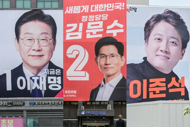 왼쪽부터 이재명 더불어민주당 대선후보, 김문수 국민의힘 대선후보, 이준석 개혁신당 대선후보 .경기일보DB