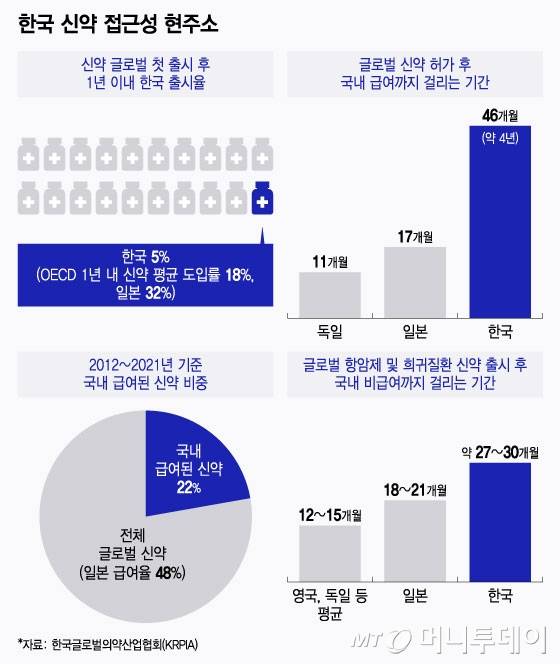 한국 신약 접근성 현주소. /그래픽=윤선정 디자인기자