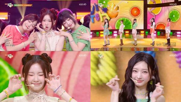 ▲ 16일 방송된 '뮤직뱅크'에 출연해 데뷔곡 '사워패치' 무대를 선사한 힛지스. 이들은 계속해서 '사워패치' 활동을 펼치며 팬들과의 만남을 이어갈 예정이다. 방송화면 캡처