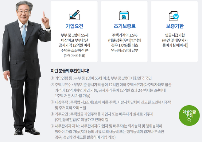 주택연금 가입 조건 <주택금융공사>