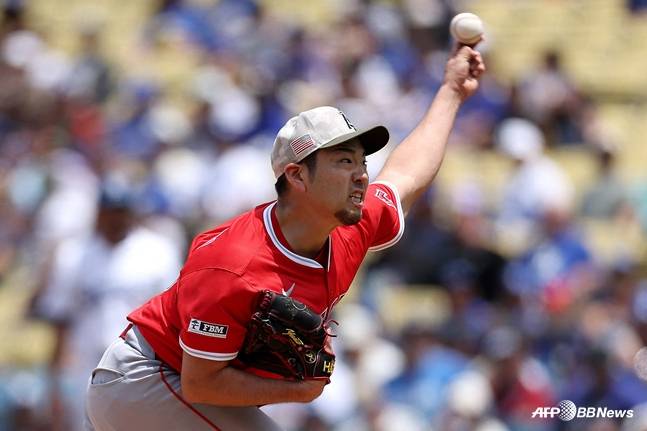 선발 등판한 기구치. /AFPBBNews=뉴스1