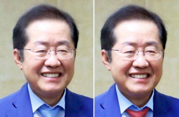 각각 파란색과 빨간색 넥타이를 맨 홍준표 /사진=홍준표 페이스북 갈무리