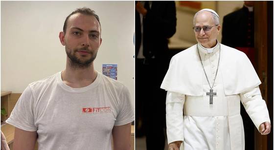 레오 14세(오른쪽)를 2년 간 지도한 바티칸 인근 헬스장의 트레이너 발레리오 마셀라. 사진 이탈리아 일간지 일메사제로 홈페이지 캡처