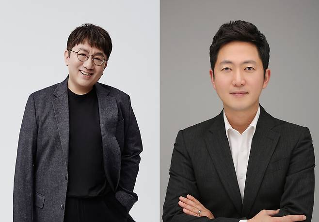‘2025 빌보드 글로벌 파워 플레이어스’에 선정된 방시혁 하이브 의장(왼쪽)과 이재상 하이브 대표. 하이브 제공