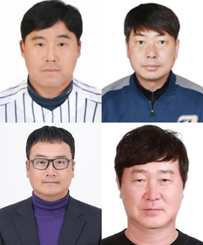 ▲ 오른쪽 위부터 시계방향으로 원광대 손동일 감독, 군산상일고 석수철 감독, 도곡초 강계연 감독, 경상중 차정환 감독 ⓒ KBSA