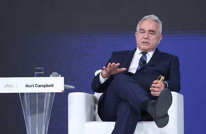 21일 서울 신라호텔에서 열린 제16회 아시안리더십콘퍼런스(ALC) '한미관계 미래 전략: 안보와 외교의 새로운 패러다임' 세션에서 커트 캠벨 전 국무부 부장관이 발언하고 있다. /박성원 기자