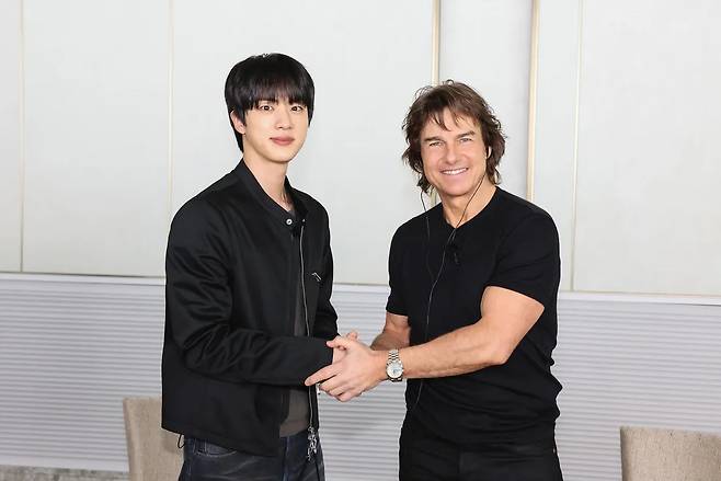BTS' Jin (left) and Tom Cruise (Lotte Entertainment)
