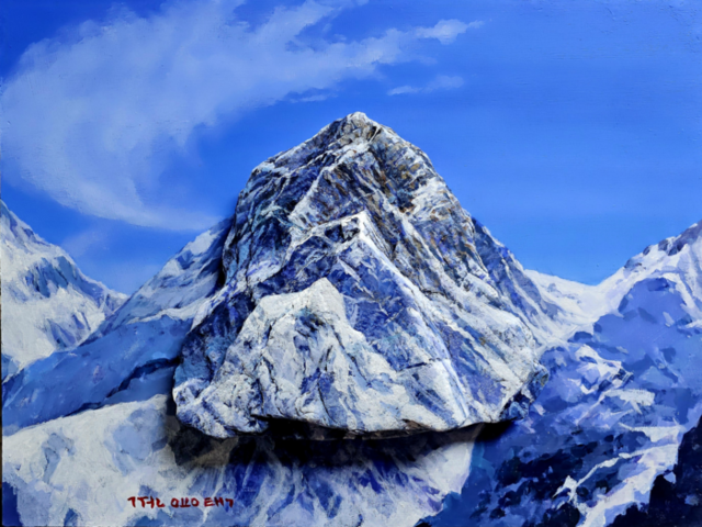 ▲ 평창군 진부면 화의리 백석산계곡 하오개 그림터에서 창작활동을 하고 있는 권용택 화백의 개인전 ‘생명이 있는 것은 아름답다’가 24일 진부문화창작예술스튜디오에서 개막해 31일까지 열린다. 권용택 작 히말라야. 작가 제공.