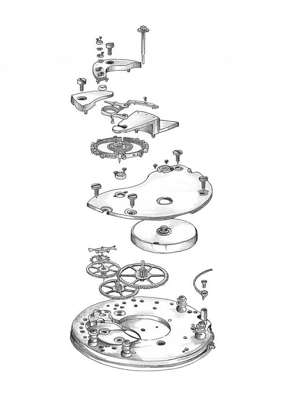 시계학 연구로 박사 학위를 받은 레베카 스트러더스의 책 ‘시계의 시간’에 실린 시계 그림. ⓒCraig Struthers,생각의힘 제공