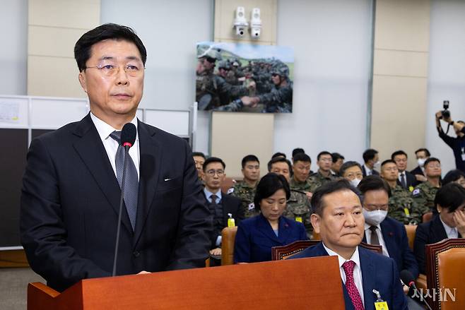 1월22일 국회 내란 국조특위 1차 청문회에 출석한 홍장원 전 국정원 1차장. ⓒ시사IN 신선영