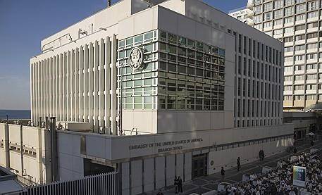 텔아비브의 미 대사관 관련 건물. AP=연합뉴스