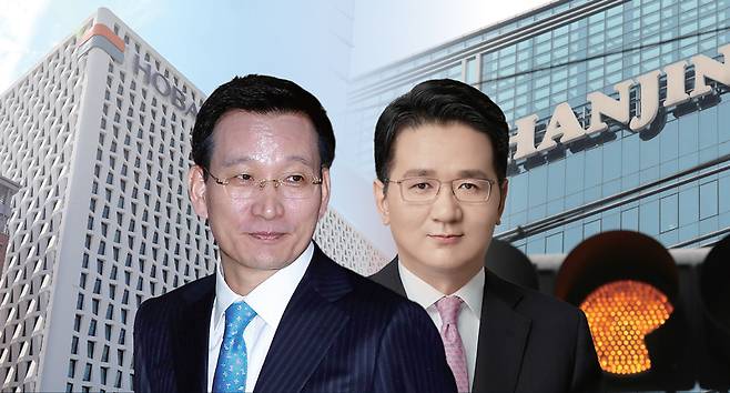 김상열 호반그룹 회장(왼쪽), 조원태 한진그룹 회장 ⓒ뉴시스·한진그룹 제공