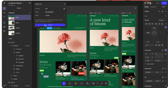 피그마 사이트는 동적 웹사이트를 직접 제작할 수 있게 돕는 제품이다. (사진=피그마)