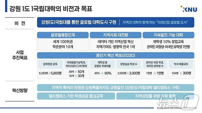 강원 1도 1국립대학의 비전과 목표.(강원대 제공, 재판매 및 DB금지)
