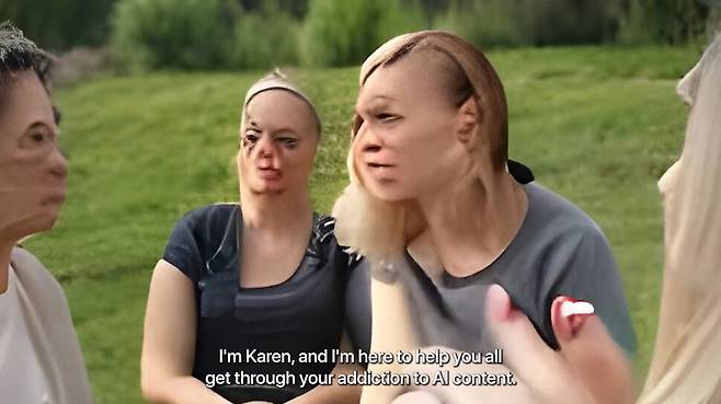 스웨덴과 네덜란드를 오가며 활동 중인 요나스 룬드가 생성형 인공지능을 활용해 만든 단채널 영상물 ‘어떤 것의 미래’(The Future of Something, 2023)의 한 장면. 코리아나미술관 제공