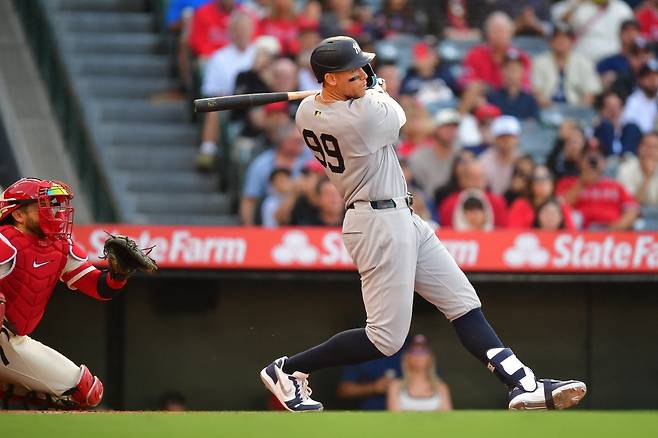 애런 저지는 생애 4번째로 50홈런을 칠 수 있는 페이스다. Imagn Images연합뉴스