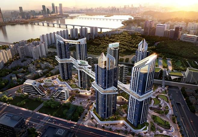 HDC현대산업개발이 용산정비창 전면1구역에 제안한 조감도. 사진=HDC현대산업개발