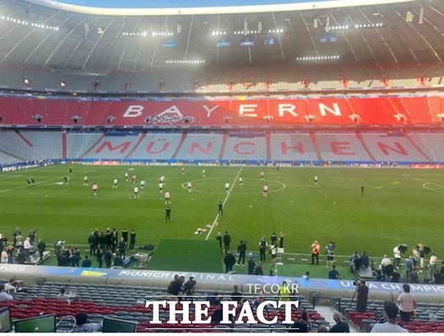 UCL 결승전 장소인 독일 뮌헨의 알리안츠 아레나에서 훈련을 하고 있는 PSG 선수들./UEFA