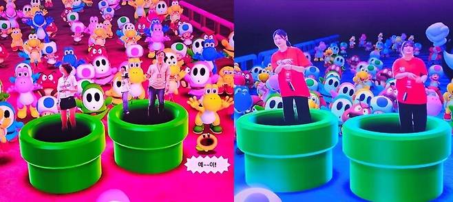 지난 31일 경기 고양시 킨텍스에서 열린 ‘닌텐도 스위치2 체험회 서울’에서 외장 카메라 ‘닌텐도 스위치2 카메라’를 통해 닌텐도 스위치2 전용 게임 ‘슈퍼 마리오 파티 잼버리+잼버리 티브이(TV)’를 즐기는 행사 참가자들과 진행요원. 선담은 기자