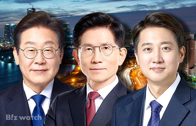 (왼쪽부터)이재명 더불어민주당 후보, 김문수 국민의힘 후보, 이준석 개혁신당 후보./그래픽=비즈워치