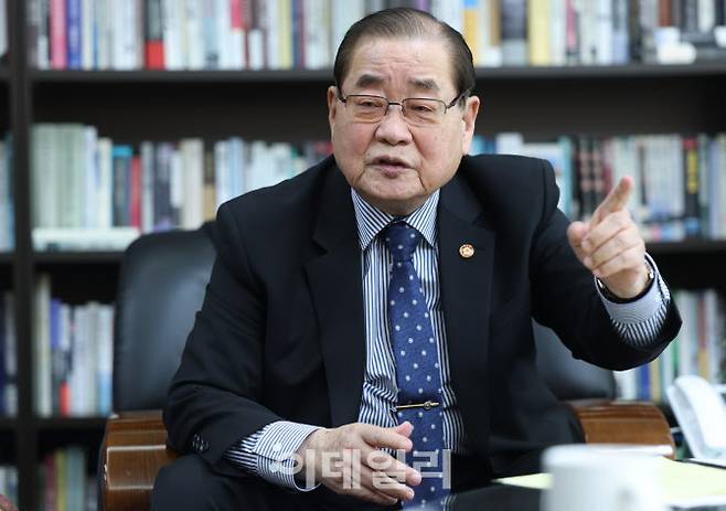 이종찬 광복회장이 서울 영등포구 여의도동 광복회관에서 이데일리와 인터뷰를 하고 있다. (사진=노진환 기자)