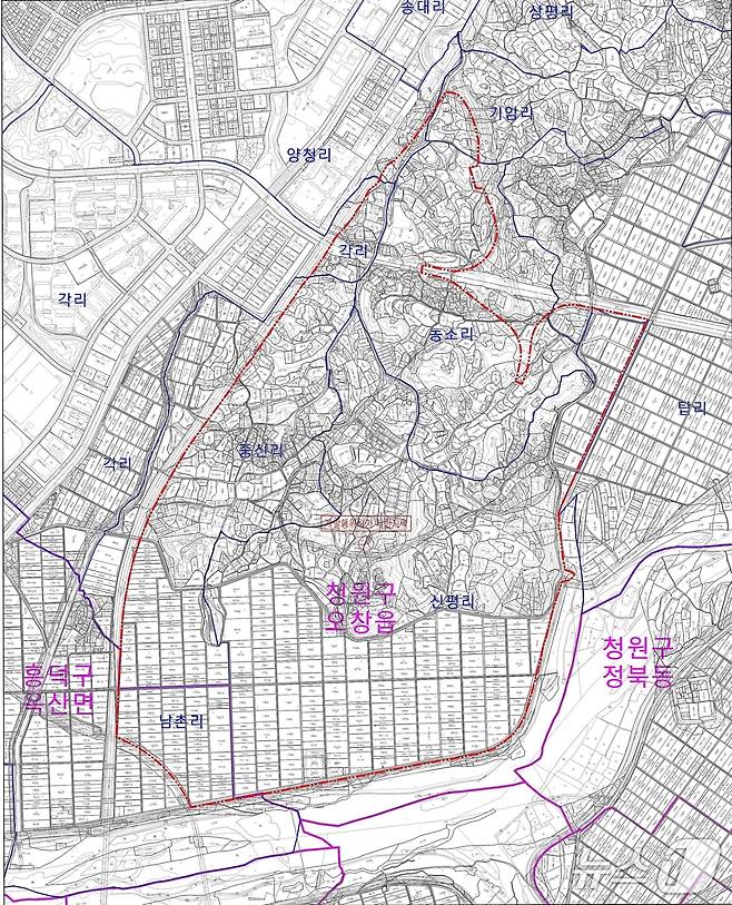 청주 네오테크노밸리 일반산업단지 개발행위허가 제한 구역.