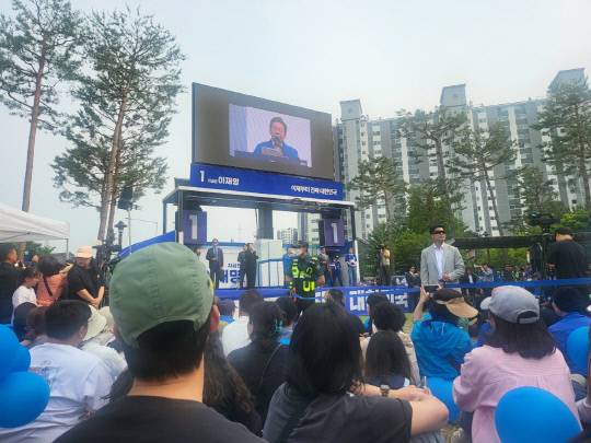 이재명 유세 모습. 임은수 기자