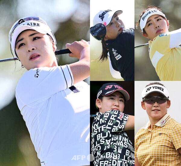 2025년 미국여자프로골프(LPGA) 투어에서 활약하는 루키 윤이나 프로, 일본의 다케다 리오, 야마시타 미유, 이와이 아키에, 이와이 치사토(오른쪽). 사진제공=ⓒAFPBBNews = News1