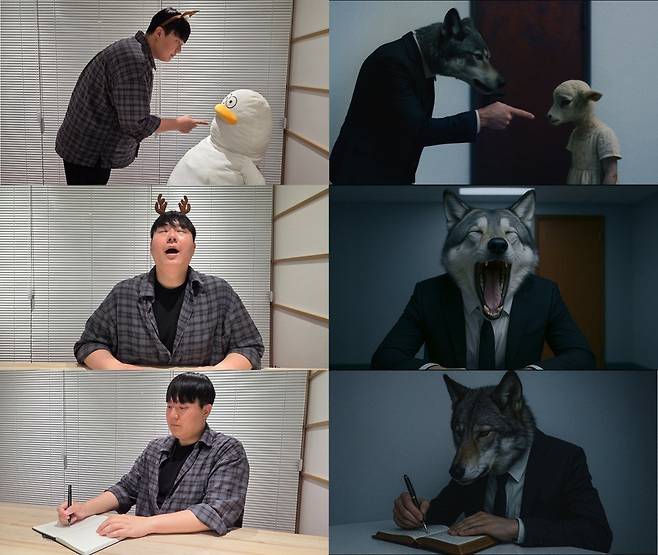 당선작 ‘더 롱 비지터’ 제작과정 왼쪽은 사진 촬영-오른쪽은 결과물