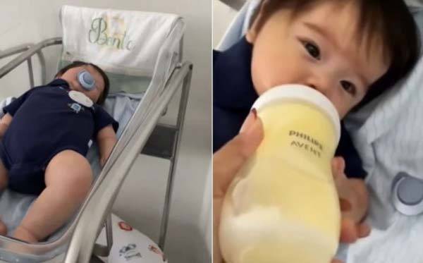 리본돌에게 젖병을 물린 모습/사진=틱톡