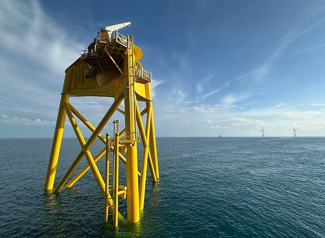 ▲ 대만 창화 2b 해상풍력단지에 석션버킷 자켓 하부 구조물이 성공적으로 설치된 모습. /사진제공=오스테드