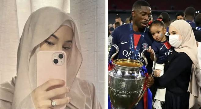 우스만 뎀벨레의 아내가 UCL 우승 현장에서 포착돼 화제다. 사진=트리뷰나