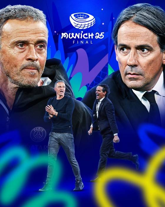 2024~2025시즌 챔피언스리그 결승전 공식 포스터. 시모네 인자기(오른쪽) 인터밀란 감독. /사진=UEFA 공식 SNS