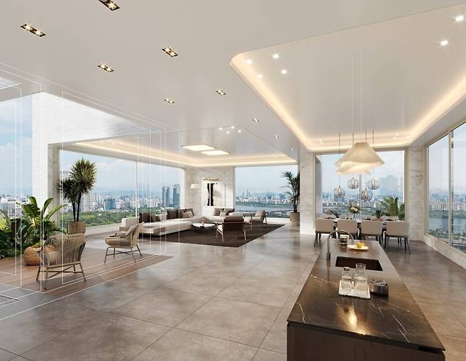 4면 개방형 거실 전경. 포스코이앤씨 제공