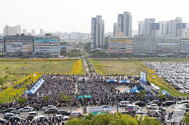 이재명 대통령의 후보시절 세종시 나성동 연설 모습 . 2025.5.31/뉴스1 ⓒ News1 이재명 기자
