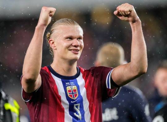 승리를 기뻐하는 노르웨이 대표팀의 엘링 홀란. 사진(로이터=연합뉴스)