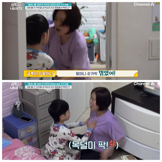 금쪽이는 친엄마와 외할머니가 함께 출연한 가운데, 심각한 의존과 퇴행, 그리고 폭력성까지 드러내며 시청자들의 안타까움을 자아냈다.사진=채널A ‘금쪽같은 내새끼’ 캡처