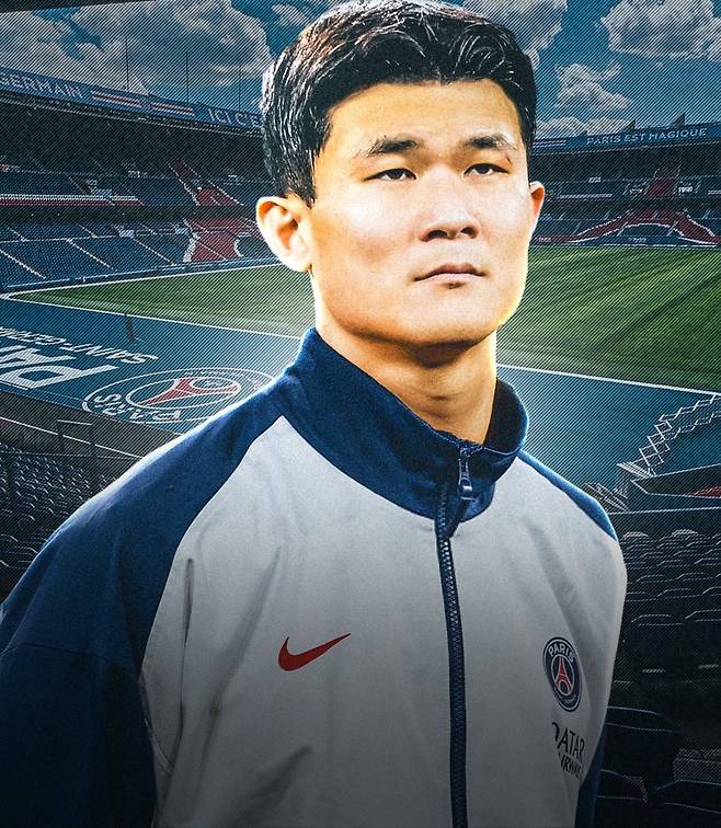 김민재의 파리 생제르맹(PSG) 유니폼 합성 사진. /사진=트랜스퍼 레이더 SNS 캡처
