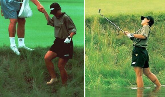 1998년 US 여자 오픈 당시 '맨발의 투혼'으로 우승해 IMF의 절망에 빠진 국민들에게 감동과 위로를 준 박세리. 그는 "내 인생이 다시 물웅덩이에 빠진다 해도 0.00001%의 가능성에 희망을 걸고 도전할 것"이라고 했다. /조선일보DB