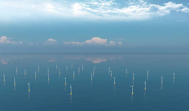 뷔나에너지의 한국 사업 중, 2026년 하반기 착공 예정인 태안 해상 풍력발전 가상 이미지. /뷔나에너지