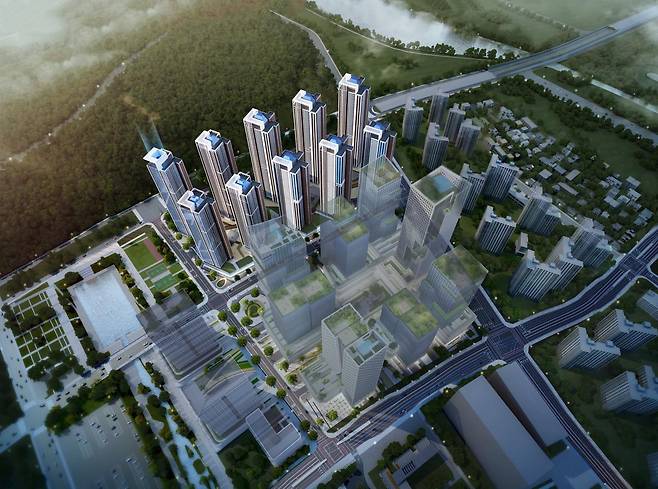 인천 서구 청라국제업무단지에 들어서는 ‘청라 피크원’ 조감도. ㈜청라스마트시티 제공