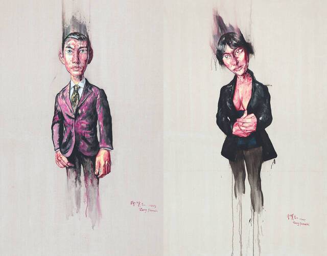 지난해 6월 상속세 물납제 1호가 탄생했다. 미술품을 대거 상속받은 상속인이 세금 대신 내겠다고 신청한 작품 10점 중 4점이 심의위원회를 통과해 국립현대미술관에 입고됐다. 사진은 이 제도 덕분에 국립현대미술관이 처음으로 소장하게 된 중국 현대미술 작가 쩡판즈의 ‘초상화’(2007, 린넨에 유채, 220×145㎝) 남녀 2점. 국립현대미술관 제공