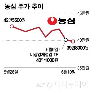 농심 주가 추이/그래픽=김다나