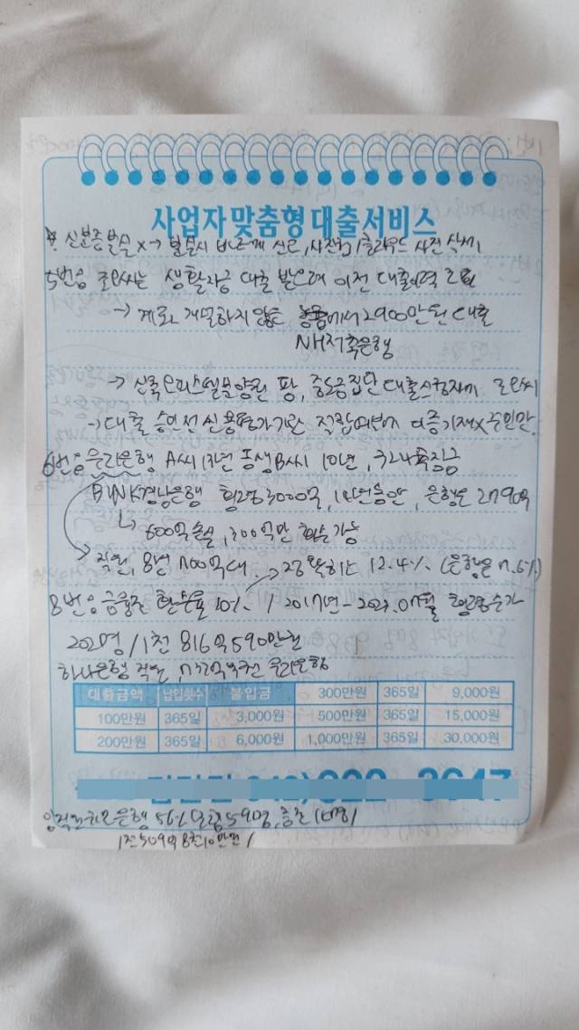 ▲피해자가 가지고 있던 수상한 지령 메모 ⓒ대전경찰청