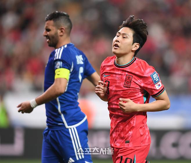 이강인이 10일 서울월드컵경기장에서 열린 2026 FIFA 북중미 월드컵 3차 예선 쿠웨이트와 경기에서 골을 넣은 후 환호하고 있다. 2025. 6. 10. 상암 | 최승섭기자 thunder@sportsseoul.com