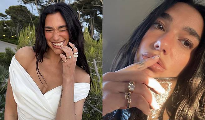 팝 가수 두아 리파가 지난달 약혼 반지를 착용한 사진을 자신의 인스타그램을 통해 공개했다./사진=두아 리파 인스타그램