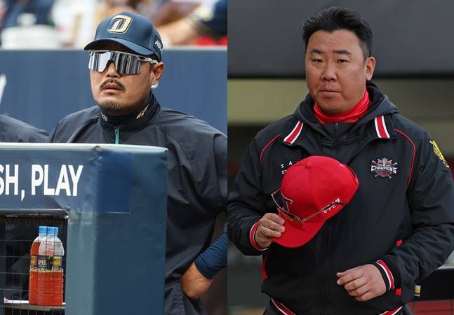 NC 이호준 감독(왼쪽)과 KIA 이범호 감독. /사진=각 구단 제공