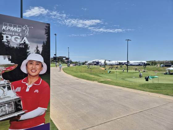 지난해 챔피언 양희영의 휘장이 걸린 필즈 랜치 이스트 앳 PGA 프리스코. 성호준 기자