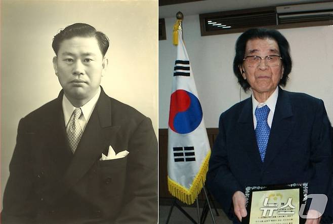 고 서갑호(왼쪽) 사카모토방적 창업주, 고 한록춘 후지관광 주식회사 회장.(통일일보 서울지사장 이민호 제공)